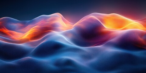 Obraz premium Abstract Blue Waves Digital Art Futuristic Background with Flowing Motion and High Contrast Lighting