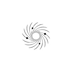 Minimalist Abstract Swirl Design with Dots on White Background
