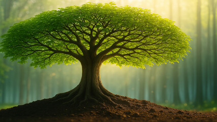 Tree growing with room for copy text