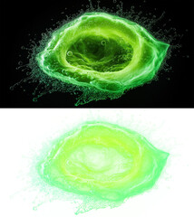 Toxic gas swirl effect for video game poison spells or sci-fi energy FX, isolated on transparent background