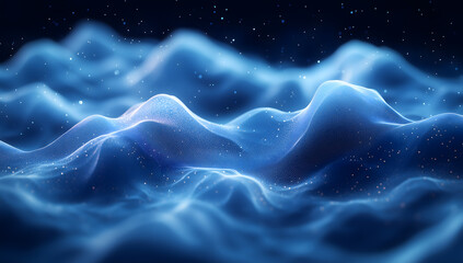 Minimalism Blue background with a glowing light curved lines.