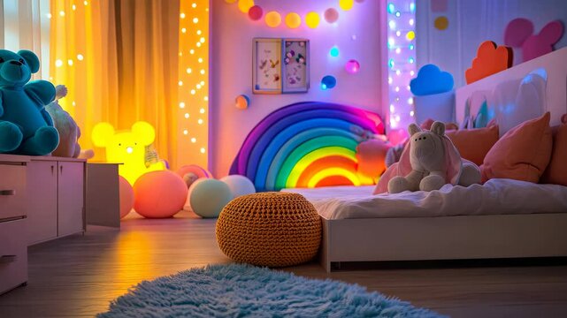 Beautiful children's room with a teepee. Selective focus. dizain.