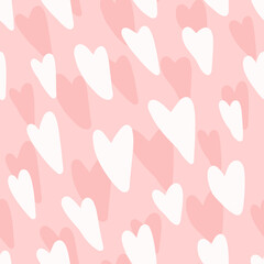 Seamless pattern with pink hearts