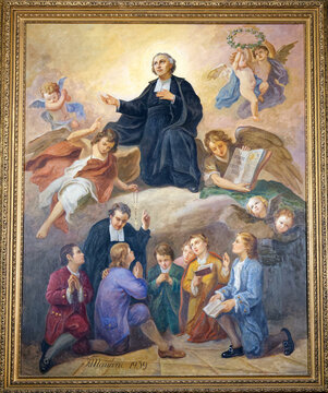 Painting of Saint Jean Baptiste de La Salle. Saint of the Roman Catholic Church. .