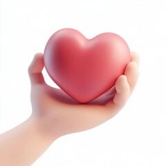 Obraz premium Cartoon hand holding heart, white background, love concept