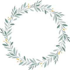 Elegant Greenery Wreath Botanical Frame Circle Design Illustration