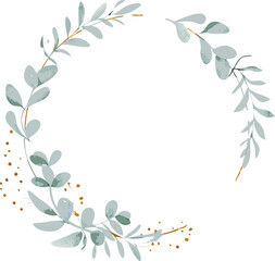 Fototapeta premium Elegant Watercolor Greenery Wreath Botanical Frame Design