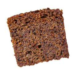 Brown rye croutons, toasts. Isolated on transparent background.