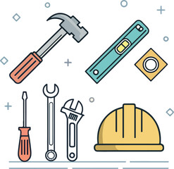 Construction & Home Repair Icons – Tools, Building, Renovation, Outline Vector Set