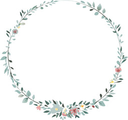 Obraz premium Elegant Floral Wreath Frame Botanical Design, Wedding Invitation