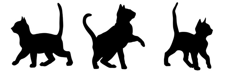 Playful cat silhouettes in seamless pattern for textile design and wrapping paper