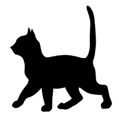 Stylized black cat silhouette design for seamless fabric, wrapping, and textile use