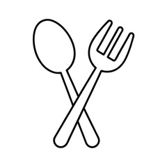 spoon and fork line art vector illustration