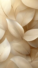 Soft Abstract Composition of Overlapping Beige Leaves for a Serene, Minimalist Nature-Inspired Background