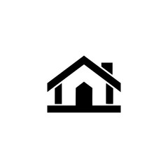 Minimalist Black House Icon on Textured White Background