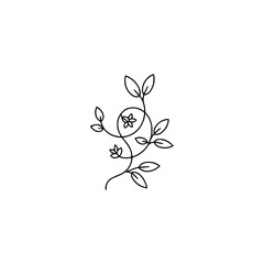 Elegant Minimalist Floral Line Art: Leaves and Blooms on Light Background
