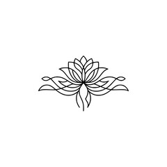 Minimalist Lotus Flower Line Art Design on White Background