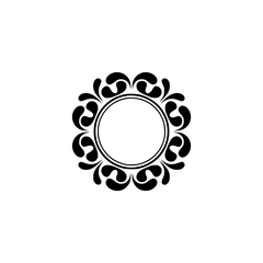 Elegant Black Floral Frame on Cream Background - Vector Illustration