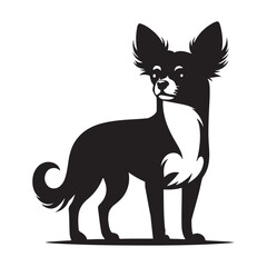 Dog silhouette black and white illustration