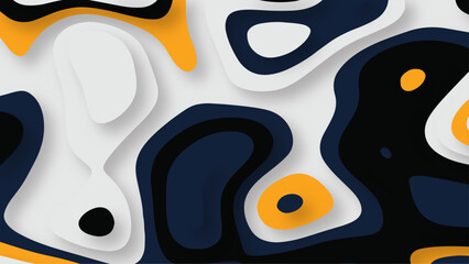 Colorful paper cut banner with 3D abstract background and topographic waves layers. Paper art vector illustration.