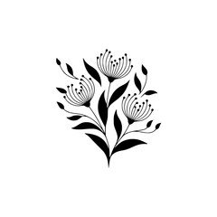 Elegant Floral Illustration in Minimalist Black and White