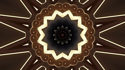 Abstract fractal background with gold red black ornament kaleidoscope animation for wedding engagement marriage