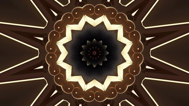 Abstract fractal background with gold red black ornament kaleidoscope animation for wedding engagement marriage - Powered by Adobe