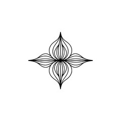 Minimalist Floral Mandala Outline: Black Line Art on White, Geometric, Elegant