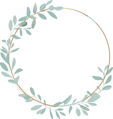 Elegant Gold Circle Wreath with Delicate Greenery Leaves