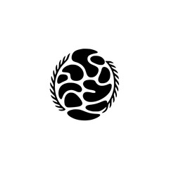 Abstract Black and White Spherical Design Element, Minimalist Style