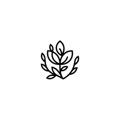 Elegant Botanical Line Art Logo, Minimalist Floral Design