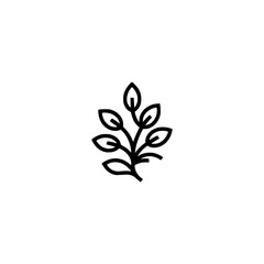 Minimalist Branch Icon on White Background