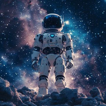 Robot Astronaut on Alien Planet  Space Exploration