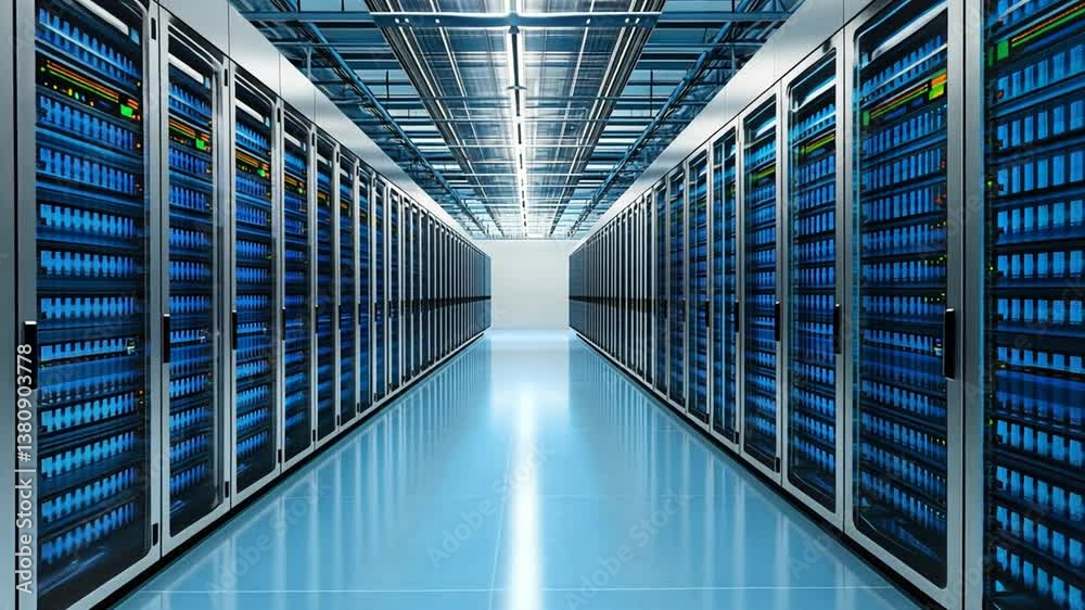 Poster global computer technology and data center with advanced servers generative ai