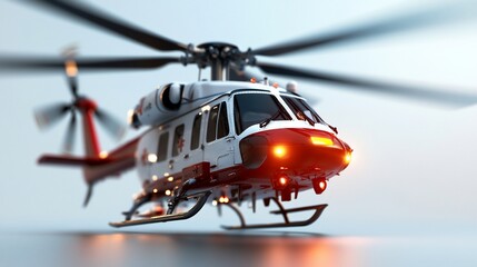 Emergency Medical Service Helicopter Preparing for Urgent Rescue Mission