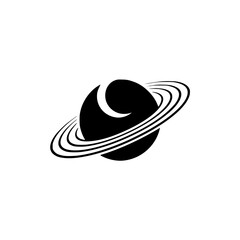 Minimalist Saturn Icon: Black & White Space Illustration for Branding