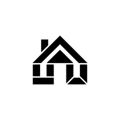 Geometric Minimalist House Icon - Black & White, Modern Real Estate Logo