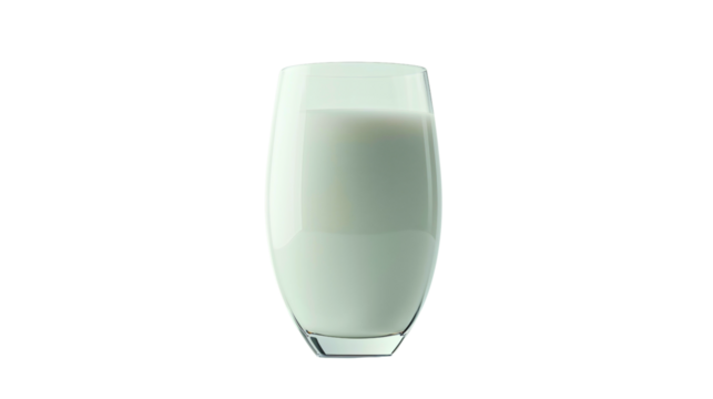 Milk in a glass, homemade, delicious, and enriched with calcium, a healthy drink with numerous benefits, the milk in a clear glass against a transparent background.