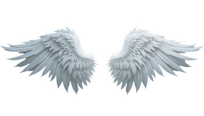 Fototapeta premium Photo of Angel wings, ethereal white feathers isolated on transparent background 