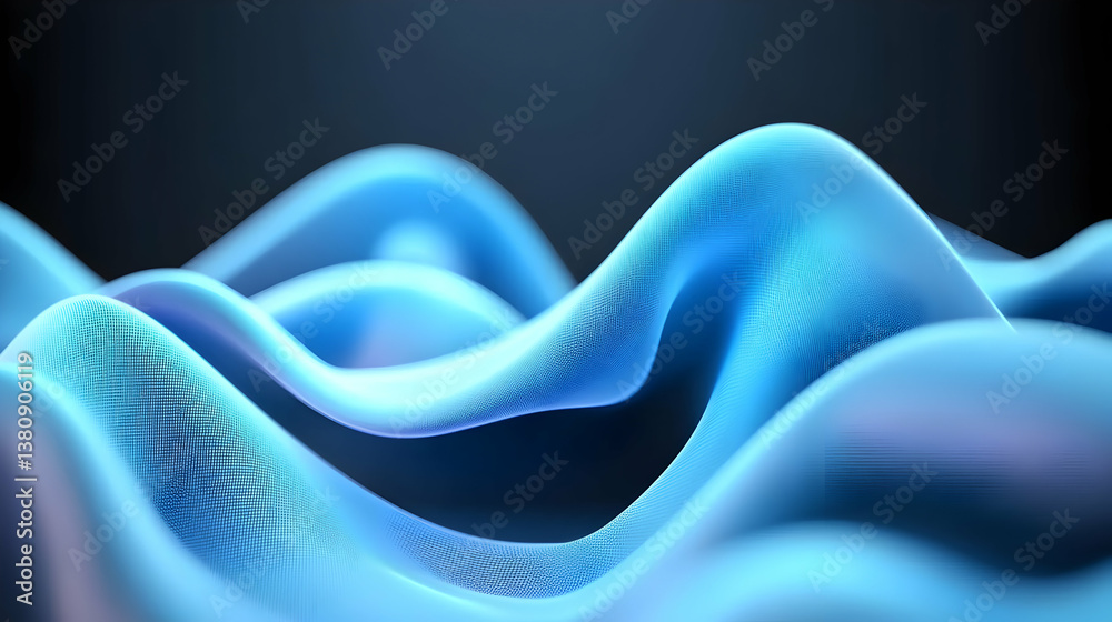 Poster abstract blue digital waves with particle data background