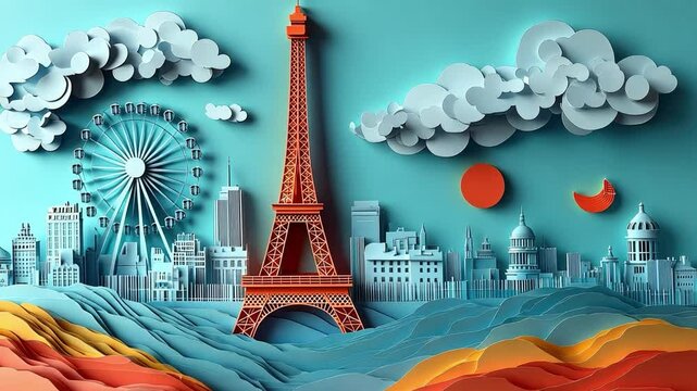Parisian Dreamscape: A vibrant, artistic rendering of the iconic Eiffel Tower rising amidst a cityscape, evoking travel, culture, and wanderlust.