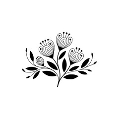 Minimalist Floral Design - Black and White Flower Illustration