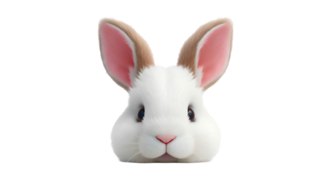 Photo of rabbit head isolated on transparent background 