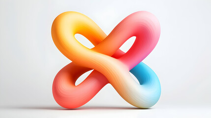 Abstract Colorful Intertwined Cross Symbol 3D Render