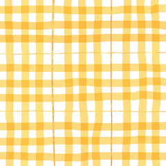 Gold Orange Plaid Gingham Hand Drawn Background Pattern Overlay