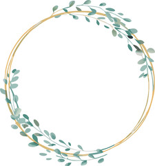 Obraz premium Elegant Gold Circle Floral Wreath Frame Design Template