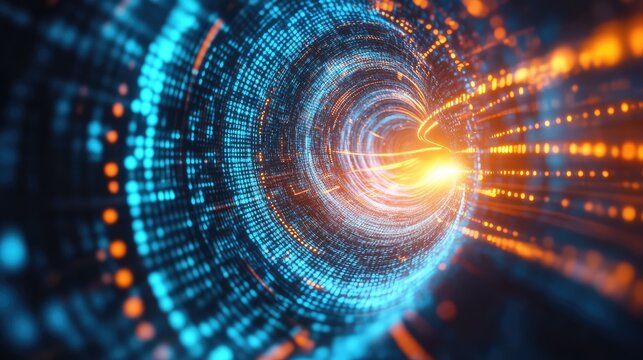 Abstract digital art depicting a funnel-shaped vortex