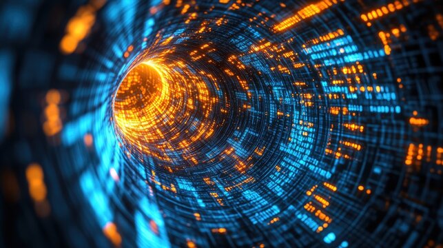 Abstract digital art depicting a funnel-shaped vortex