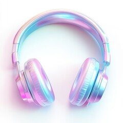 Pastel Headphones, Isolated, Studio, White Background, Music