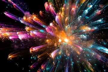 Colorful Fireworks Display Exploding In Night Sky